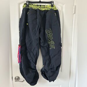 Zumba XLovely Cargo Pants Dance Fitness Activewear Hip Hop Black Neon XL